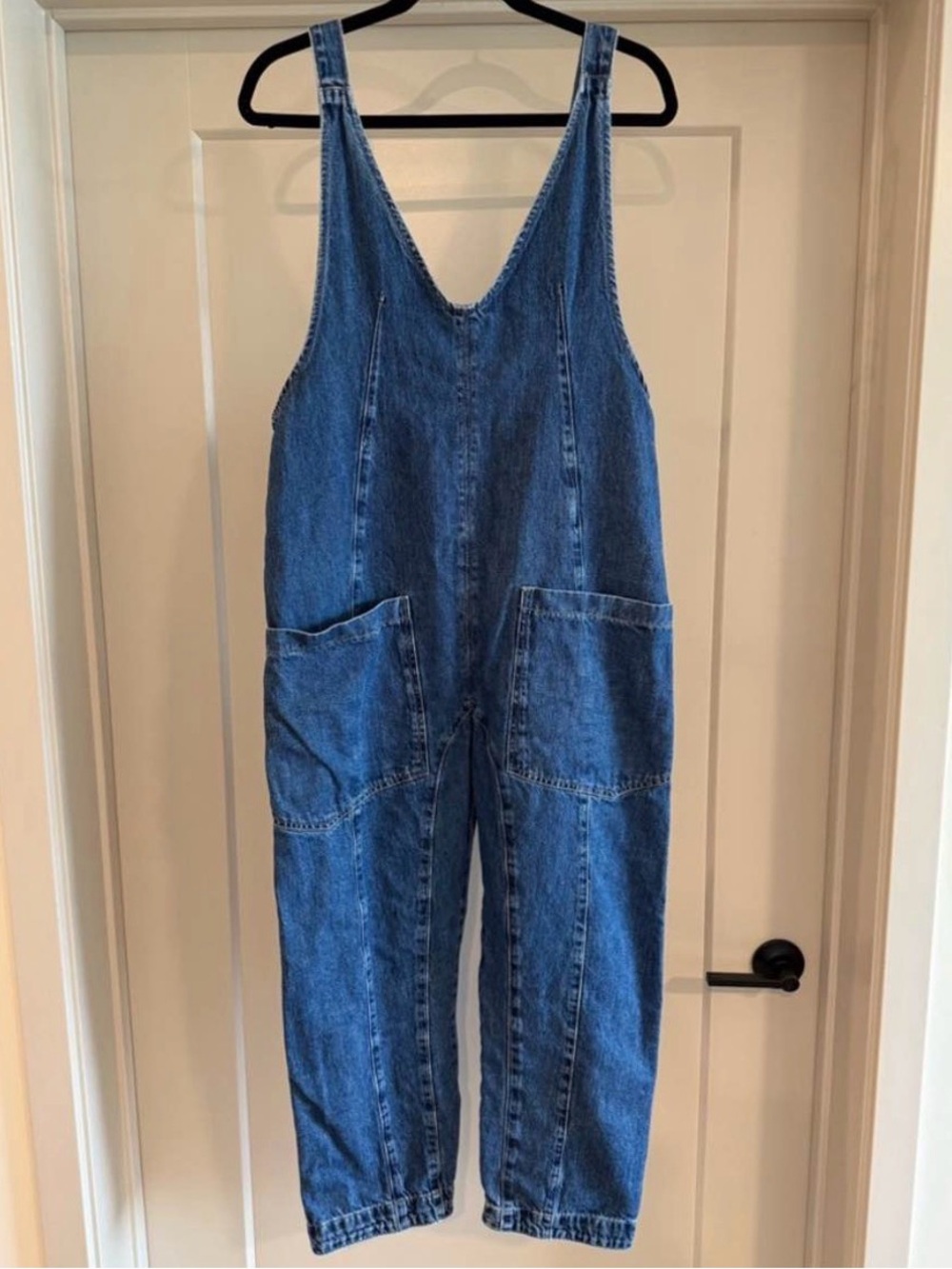 We The Free Blue Denim Pocket Overalls Jumpsuit